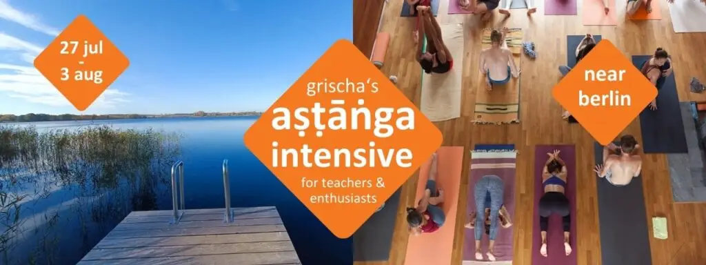 Ashtanga Yoga Retreat nahe Berlin: Intensive Praxis mit Adjustments, Studium der yogischen Schriften und ein Badesee nur 100m entfernt für Entspannung nach dem Training.